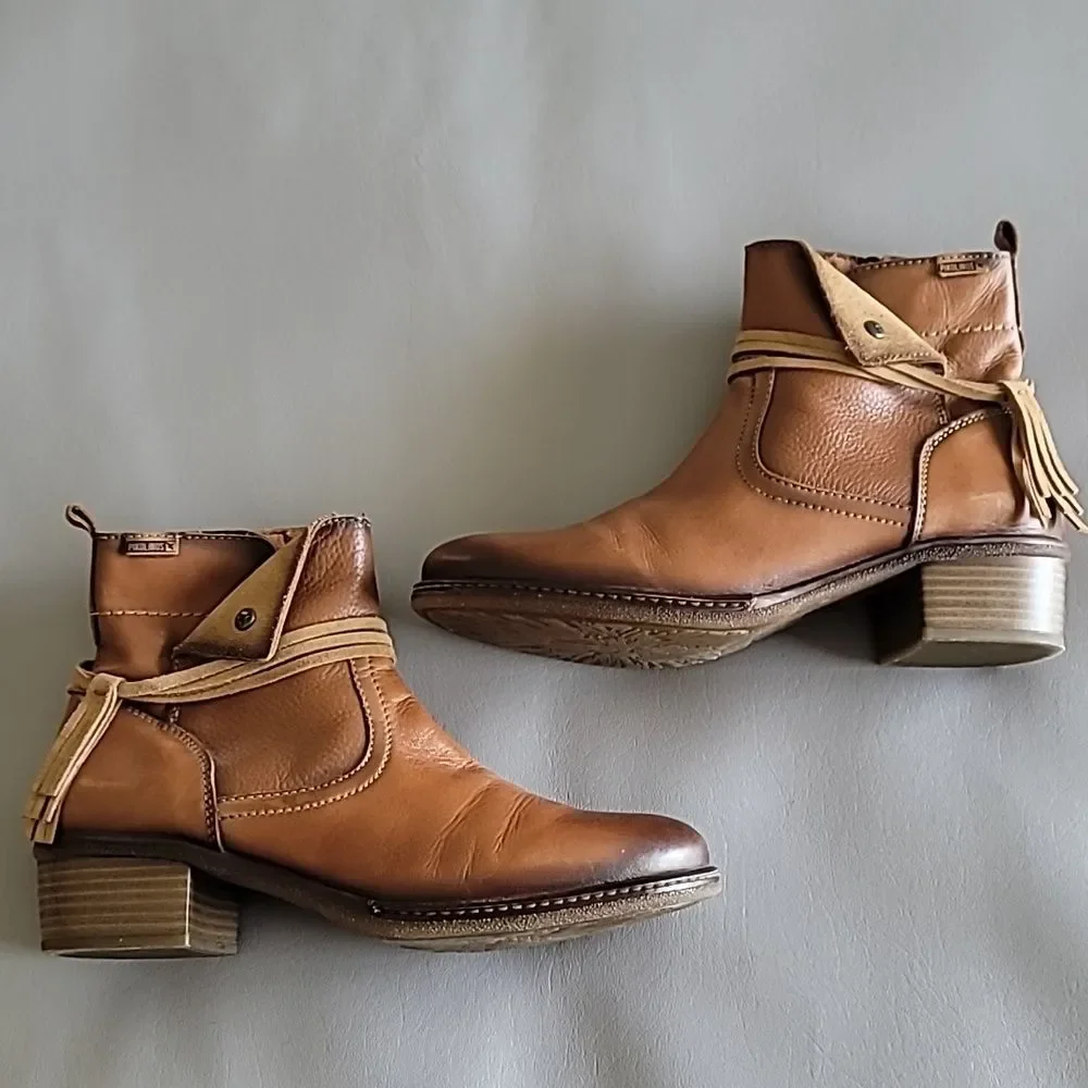 Pikolinos Zaragoza Tassel Brandy Cognac Booties Size 41